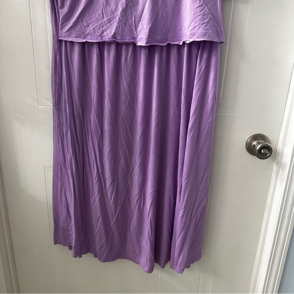 Lavender Nursing Maternity Dress XL – Pockets Breastfeeding Access Soft Stretch - Picture 4 of 9